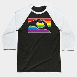 Rainbow Pride Heart Hands Baseball T-Shirt